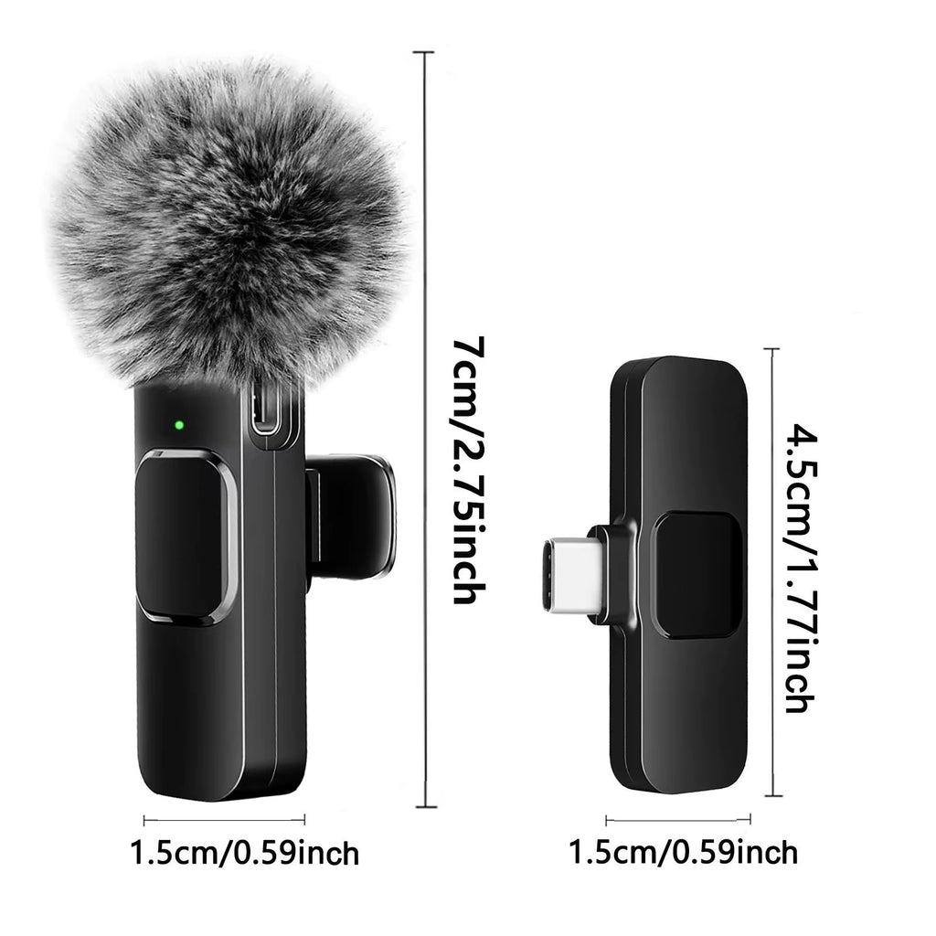 K60 NEW Wireless Lavalier Microphone Audio Video Recording Mini Mic for Iphone Android Laptop Gaming Mobile Phone Microphone