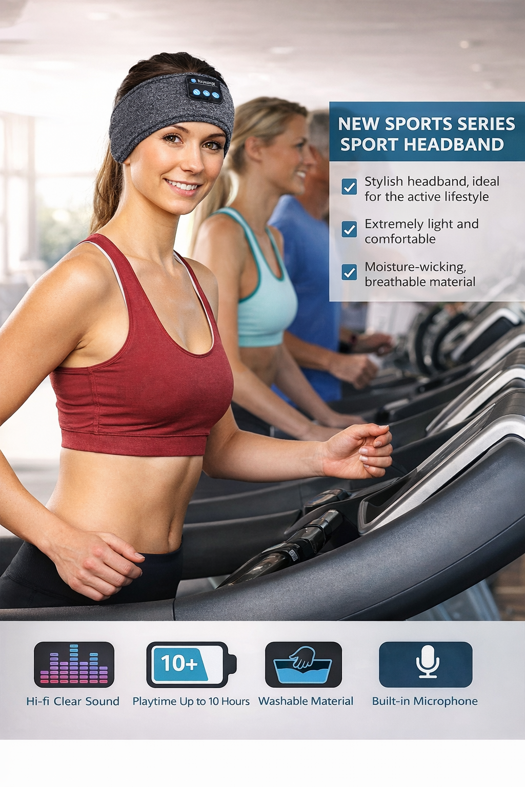 Bluetooth Sleep Headband – Wireless Headphones, Built-In Speakers, Comfortable Fabric, 10-Hour Battery Life