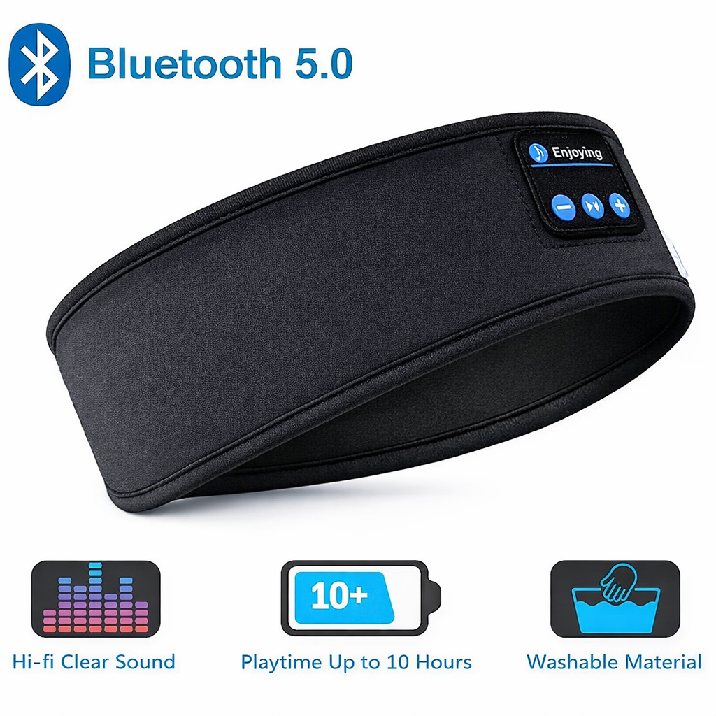 Bluetooth Sleep Headband – Wireless Headphones, Built-In Speakers, Comfortable Fabric, 10-Hour Battery Life